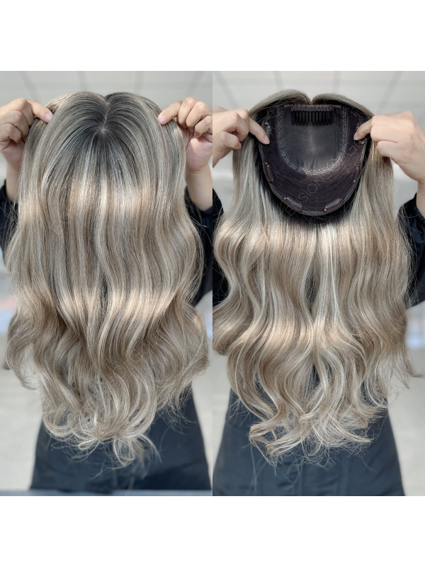 7x8" Silk Top Wefted Base Human Hair Topper #F110109