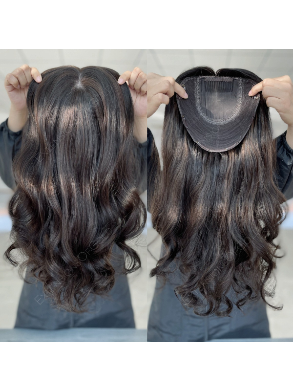 7x8" Silk Top Wefted Base Human Hair Topper #F110110