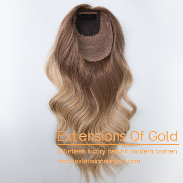 7x8" Silk Top Wefted Hair Topper 18" Dimensional Blonde Balayage Hair 150% Density Premium Real Human Hair Topper #EGTB11