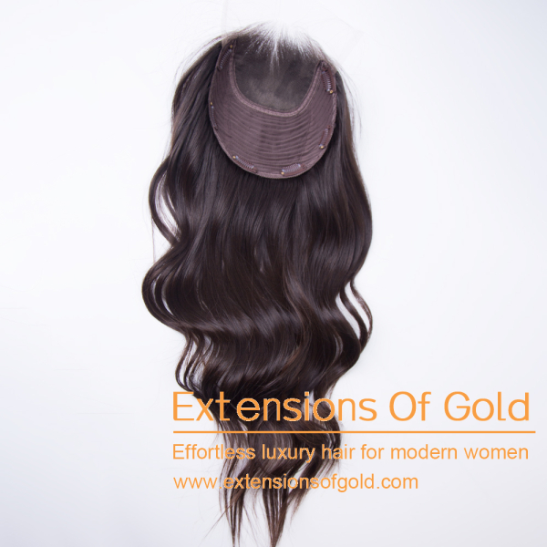 7x8" Lace Top Wefted Hair Topper 18" Dark Brown Hair 130% Density Premium Real Human Hair Topper #EGTD04