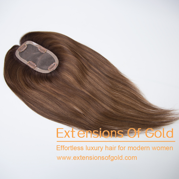 3x6" Mono Base Hair Topper 16" Dimension Brown Balayage 130% Density Premium Real Human Hair Topper #EGTA31