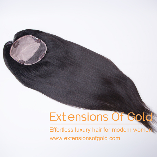 5.5x6.5" Silk Base Hair Topper 18" Natural Black Hair 110% Density Premium Real Human Hair Topper #EGTC03