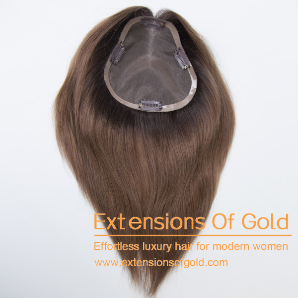 6x6" Mono Base Hair Topper 8" Rooted Bark Brown Balayage Hair 100% Density Premium Real Human Hair Topper #EGTA95