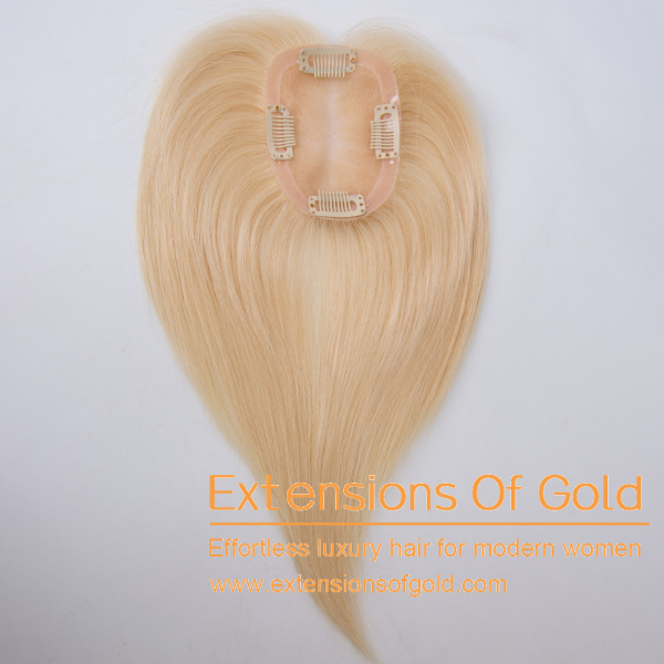 3x4" Mono Base Hair Topper 8" Bleach Blonde Hair 100% Density Premium Real Human Hair Topper #EGTA112