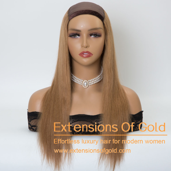 U Part Hair Wig 16" Dimensional Blonde Mixture Hair 150% Density Premium Real Human Hair Wig #EGUP05