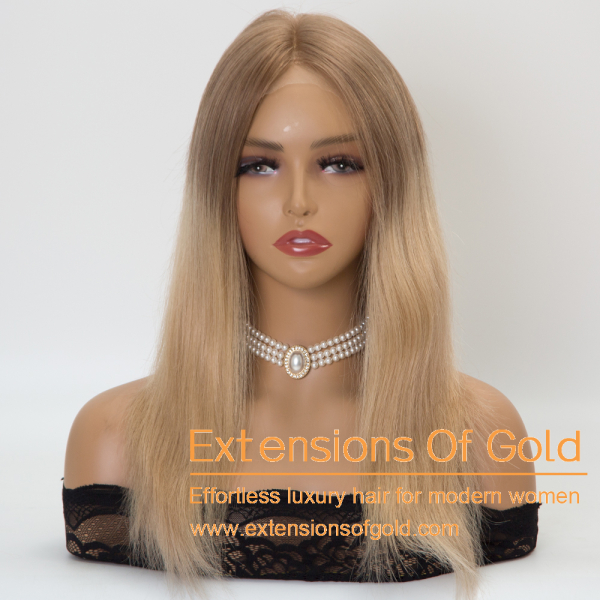 5" Lace Top Hair Wig 14" Dimensional Blonde Balayage Hair 150% Density Premium Real Human Hair Wig #PFLP08