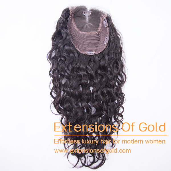 7x8" Lace Top Wefted Hair Topper 18" Natural Black Hair 130% Density Premium Real Human Hair Topper #EGTD01