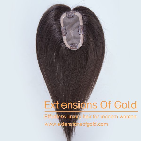 3x5" Mono Base Hair Topper 14" Dark Brown  Hair 130% Density Premium Real Human Hair Topper #EGTA75