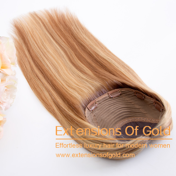 8x8" Silk Top Wefted Hair Topper 18" Blonde Balayage Hair 150% Density Premium Real Human Hair Topper #EGTB09