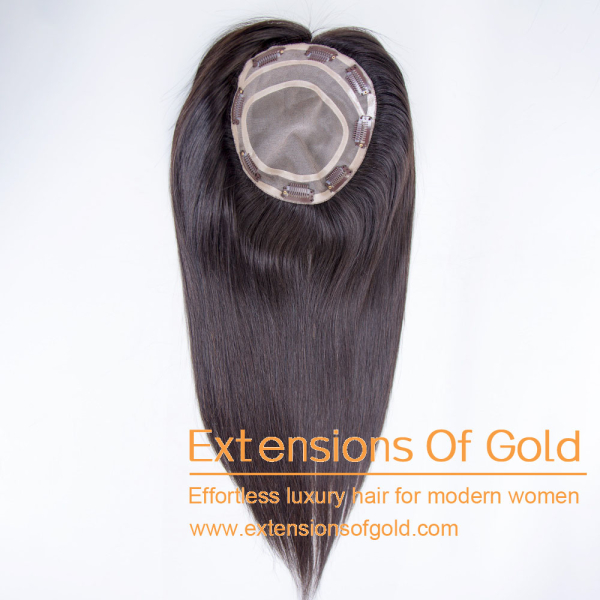 7x7" Mono Base Hair Topper 18" Natural Black Hair 160% Density Premium Real Human Hair Topper #EGTA75
