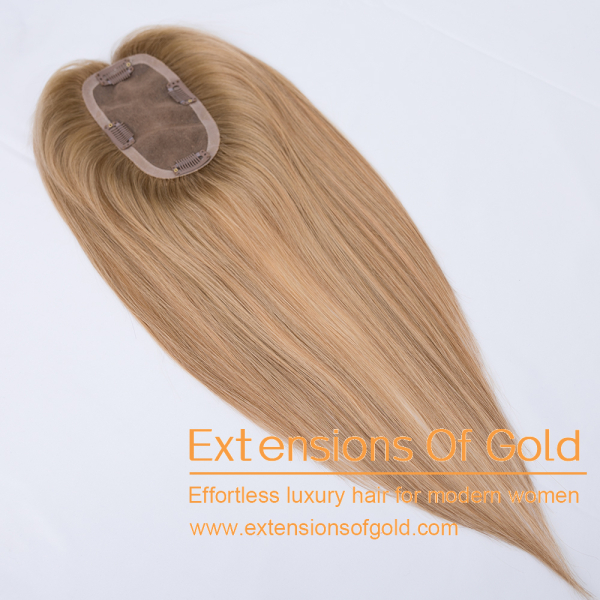 3x6" Mono Base Hair Topper 16" Gorden Blonde Balayage Hair 130% Density Premium Real Human Hair Topper #EGTA60