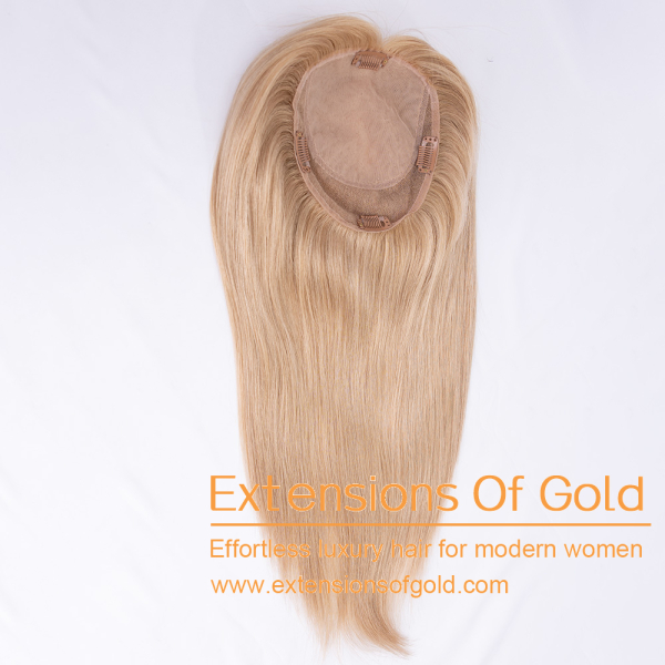 5.5x6.5" Silk Base Hair Topper 16" Blonde Hair 110% Density Premium Real Human Hair Topper #EGTC26