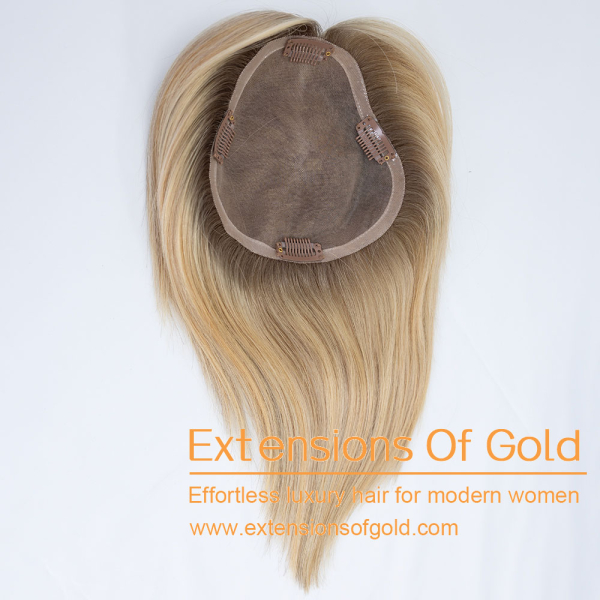 6x6" Mono Base Hair Topper 8" Blonde Balayage Hair 100% Density Premium Real Human Hair Topper #EGTA123