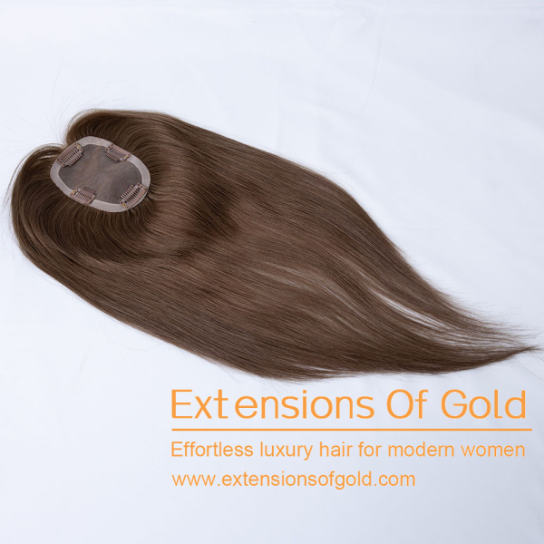 3x5" Mono Base Hair Topper 16" Cool Brown Hair 130% Density Premium Real Human Hair Topper #EGTA63