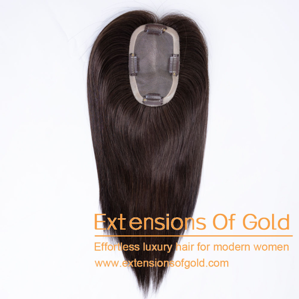 3x5" Mono Base Hair Topper 12" Dark Brown 100% Density Premium Real Human Hair Topper #EGTA133