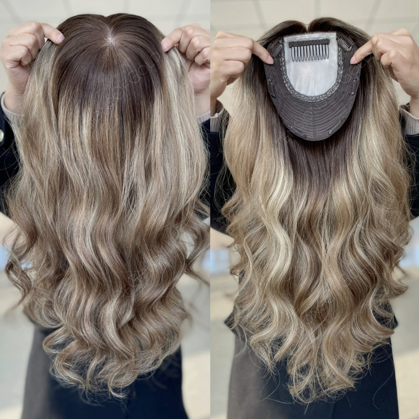 7x8" Silk Top Wefted Base Human Hair Topper #F101853