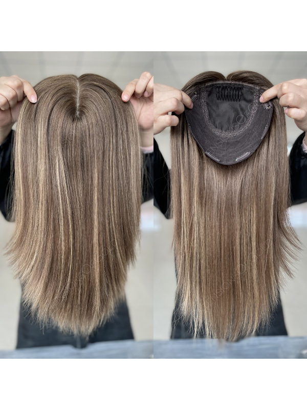 7x8" Silk Top Wefted Base Human Hair Topper #F031300