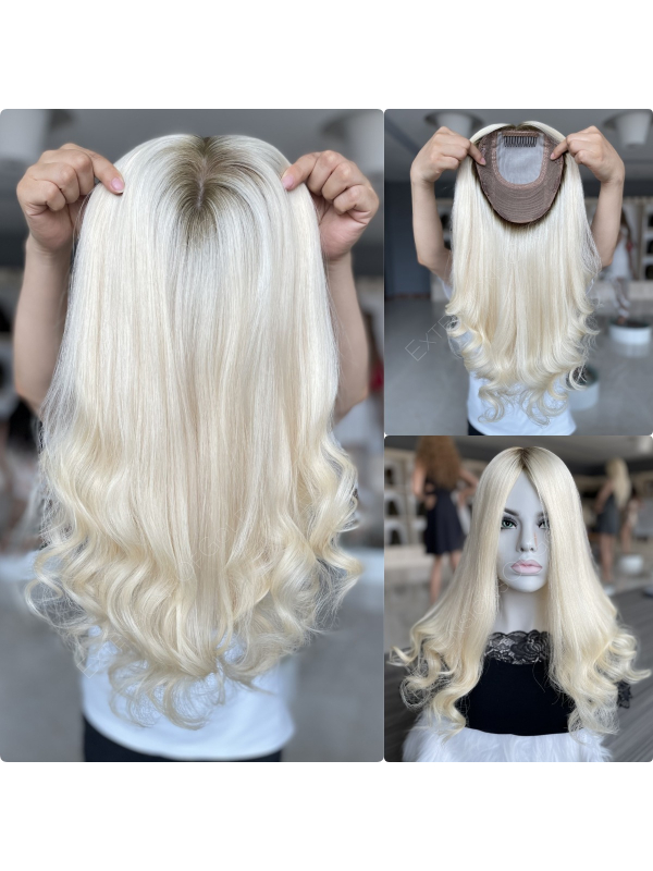 7x8" Silk Top Wefted Base Human Hair Topper #F071301