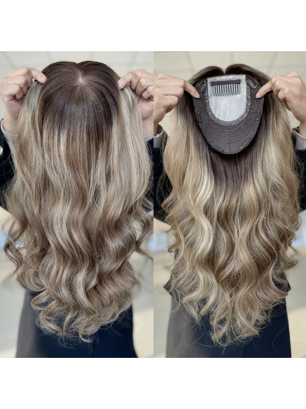 7x8" Silk Top Wefted Base Human Hair Topper #F101853