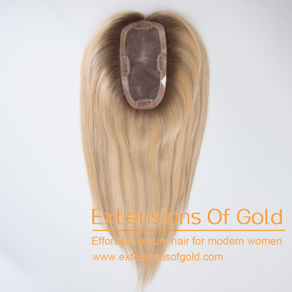 3x6" Mono Base Hair Topper 16" Dimensional Blonde Balayage Hair 130% Density Premium Real Human Hair Topper #EGTA66