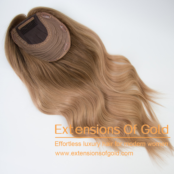 8x8" Silk Top Wefted Hair Topper 18" Dimensional Blonde Balayage Hair 150% Density Premium Real Human Hair Topper #EGTB10