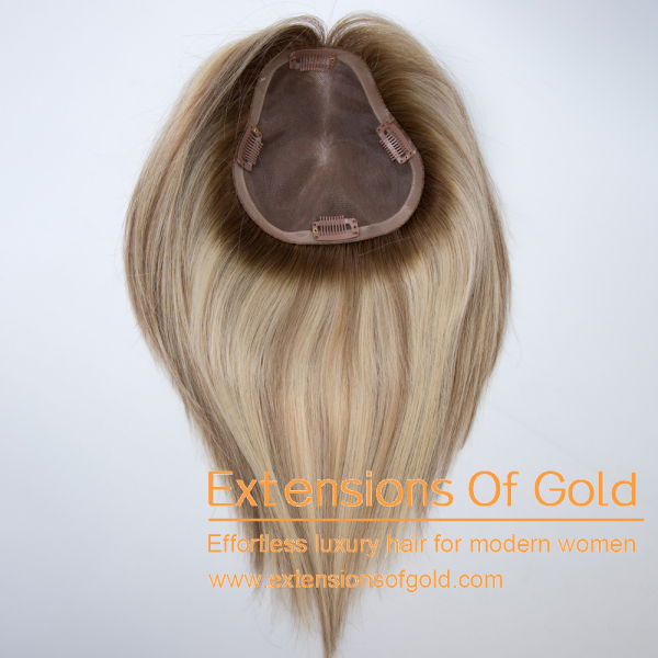 6x6" Mono Base Hair Topper 8" Blonde With Brown Balayage Hair 100% Density Premium Real Human Hair Topper #EGTA46