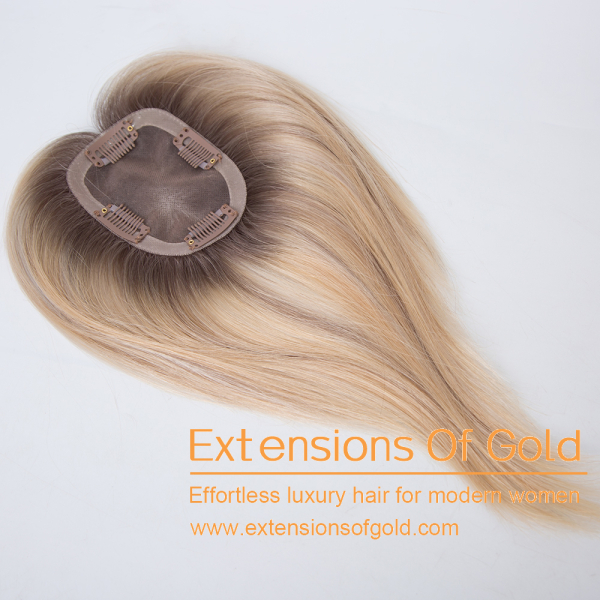 3x4" Mono Base Hair Topper 8" Dimension Blonde Balayage Hair 100% Density Premium Real Human Hair Topper #EGTA110