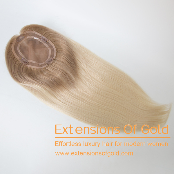 5x6.5" Mono Base Hair Topper 16" Light Roots Blonde Balayage Hair 130% Density Premium Real Human Hair Topper #EGTA120