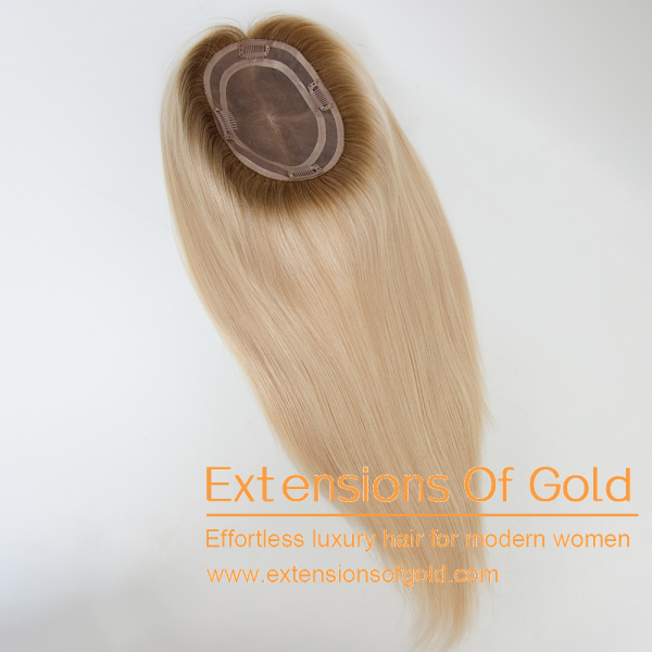 5x6.5" Mono Base Hair Topper 16" Dimensional Blonde Balayage Hair 130% Density Premium Real Human Hair Topper #EGTA119