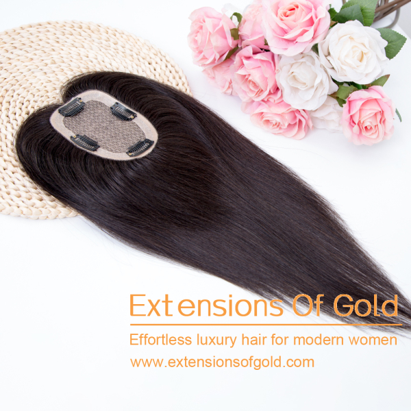 3x5" Silk Base Hair Topper 12" Natural Black Hair 130% Density Premium Real Human Hair Topper #EGTCNP06