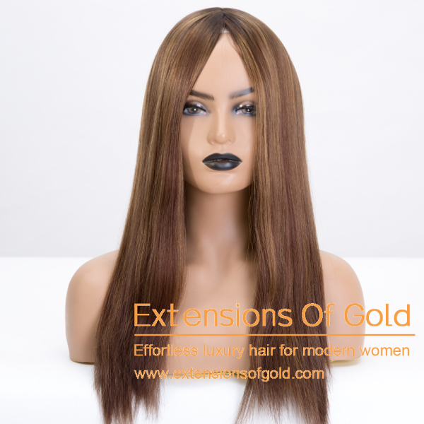Jewish Hair Wig 16" Dark Brown Balayage Hair 150% Density Premium Real Human Hair Wig #EGWJ02