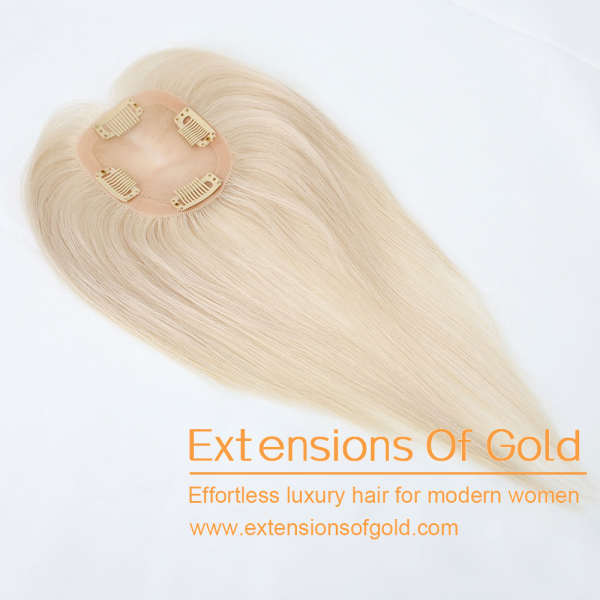 3x4" Mono Base Hair Topper 8" White Blonde Hair 100% Density Premium Real Human Hair Topper #EGTA107
