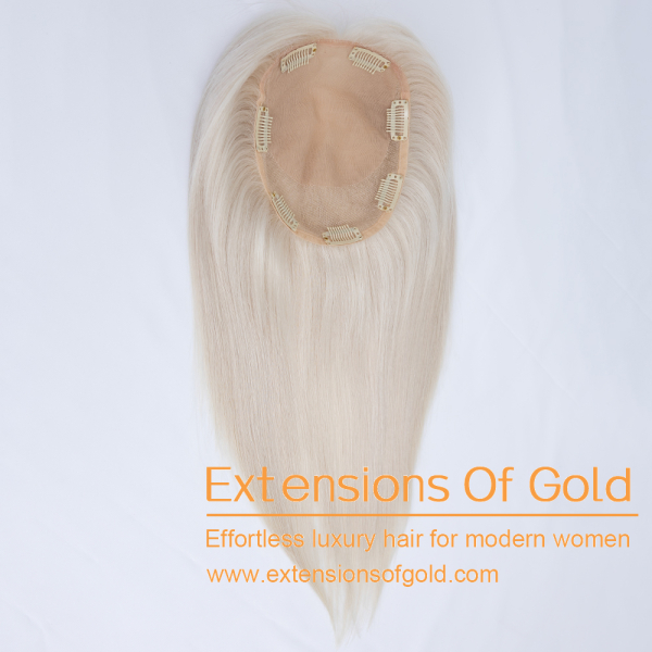 5.5x6.5" Silk Base Hair Topper 10" White Blonde Hair 110% Density Premium Real Human Hair Topper #EGTC10