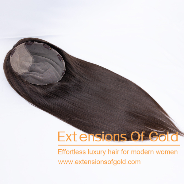 10x10" Silk Base Hair Topper 18" Natural Brown Hair 130% Density Premium Real Human Hair Topper #EGTC26