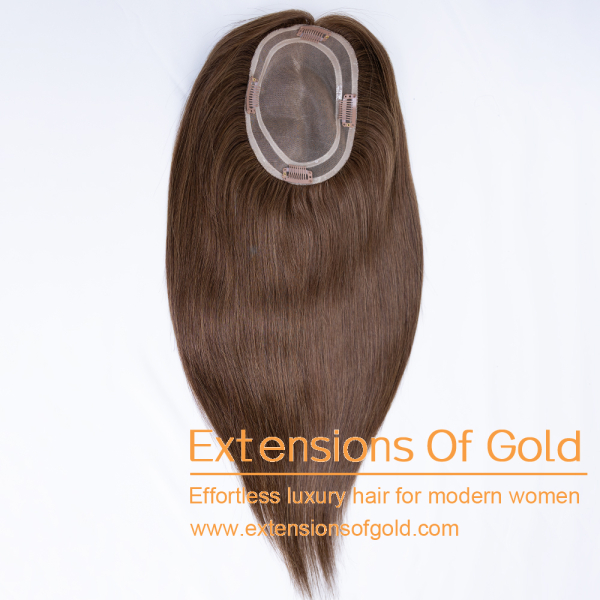 5x6.5" Mono Base Hair Topper 16" Medium Brown 130% Density Premium Real Human Hair Topper #EGTA128