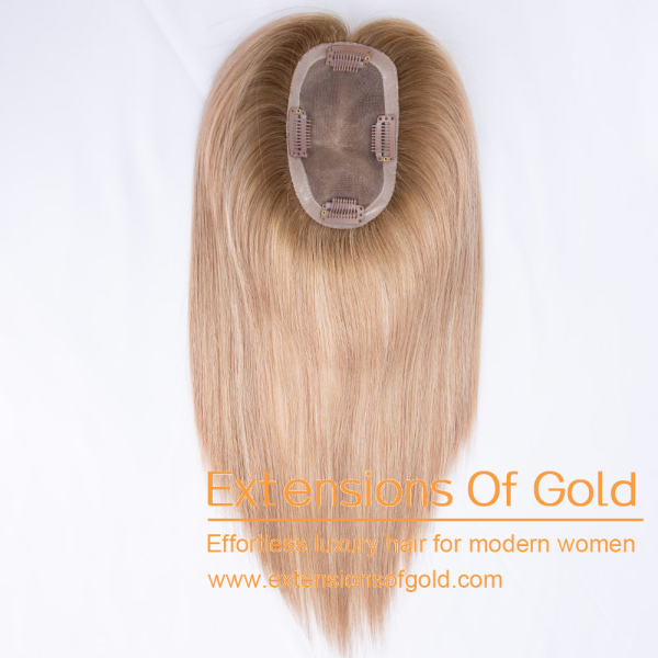 3x5" Mono Base Hair Topper 12" Blonde Balyage 100% Density Premium Real Human Hair Topper #EGTA132