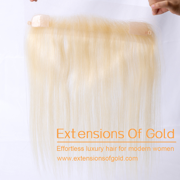 11x1.5" HD Swiss Lace Hairline Topper 14" Bleach Blonde Hair 120% Density Premium Real Human Hair Topper #PFRP03