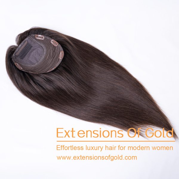 7x8" Silk Top Wefted Hair Topper 16" Natural Brown Hair 150% Density Premium Real Human Hair Topper #EGTB41