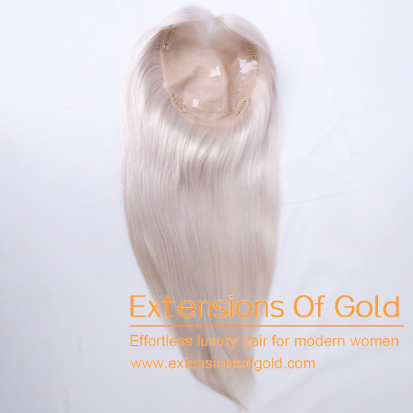 6x8" Closed Full Lace Hair Topper 16" White Blonde Hair 120% Density Premium Real Human Hair Topper #EGTE09