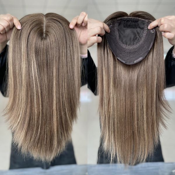 7x8" Silk Top Wefted Base Human Hair Topper #F031300