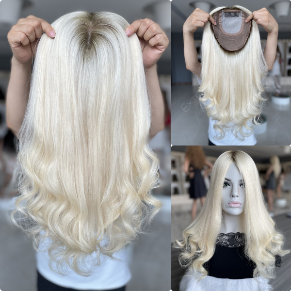 7x8" Silk Top Wefted Base Human Hair Topper #F071301