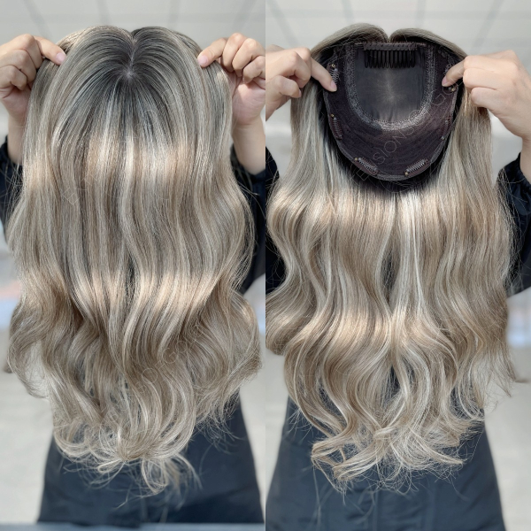 7x8" Silk Top Wefted Base Human Hair Topper #F110109